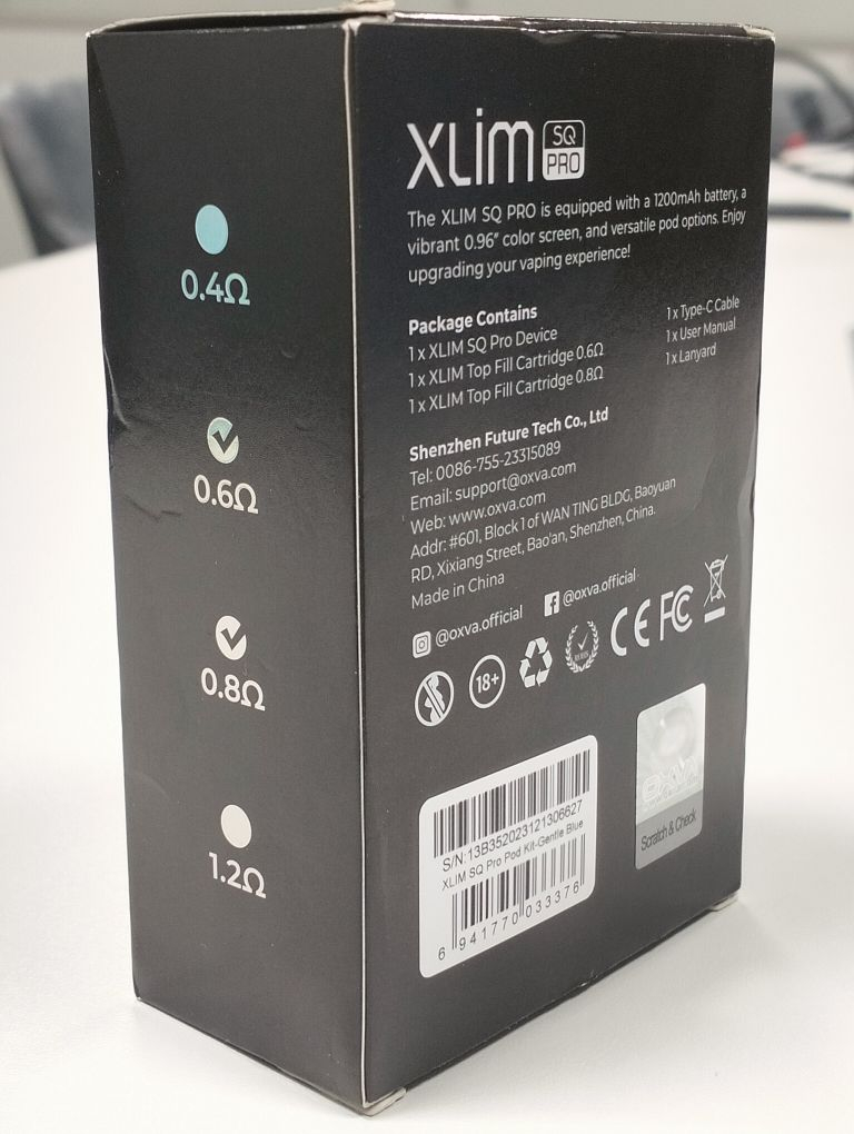 OXVA XLIM SQ PRO упаковка